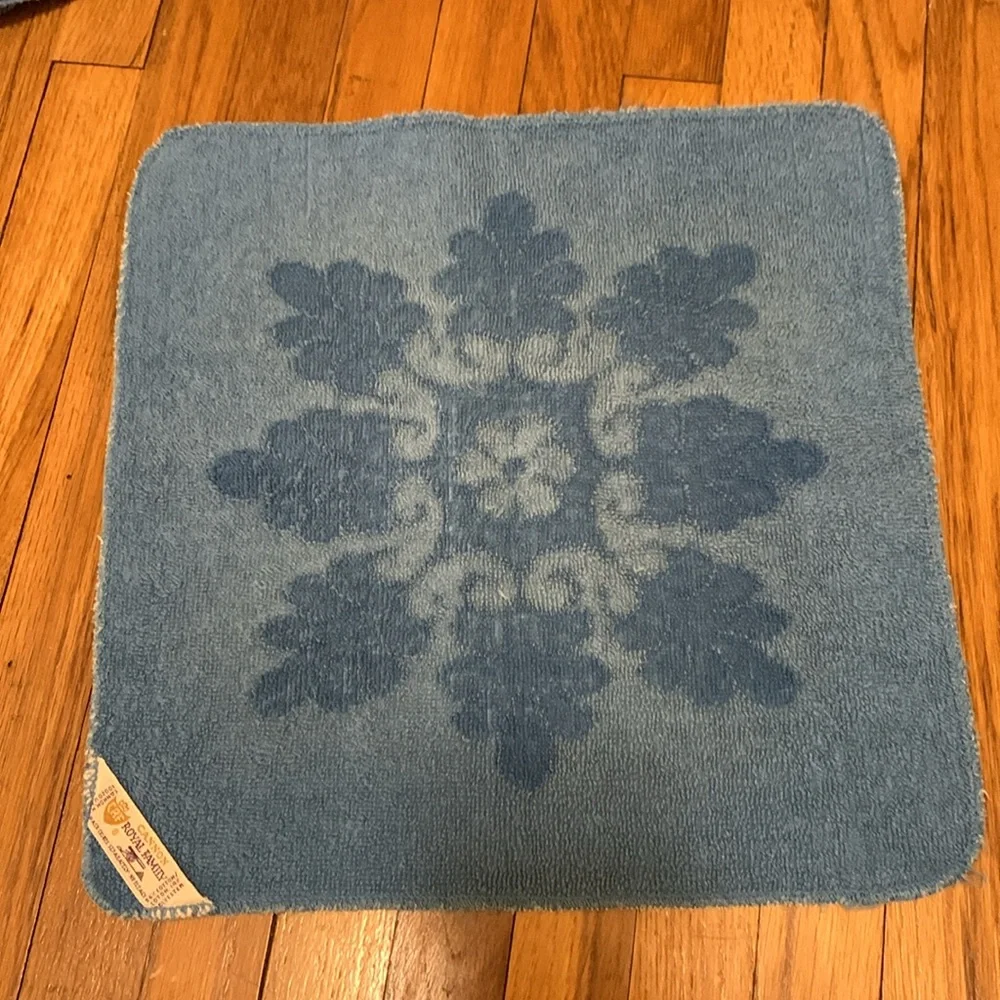 Vintage Cannon Royal Family Blue Floral Snowflake Cotton Bath Towel & Washcloth
